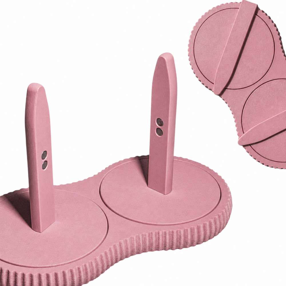 Podwójny składany kołowrotek na włóczkę – stojak na dwa motki - Dusty Pink